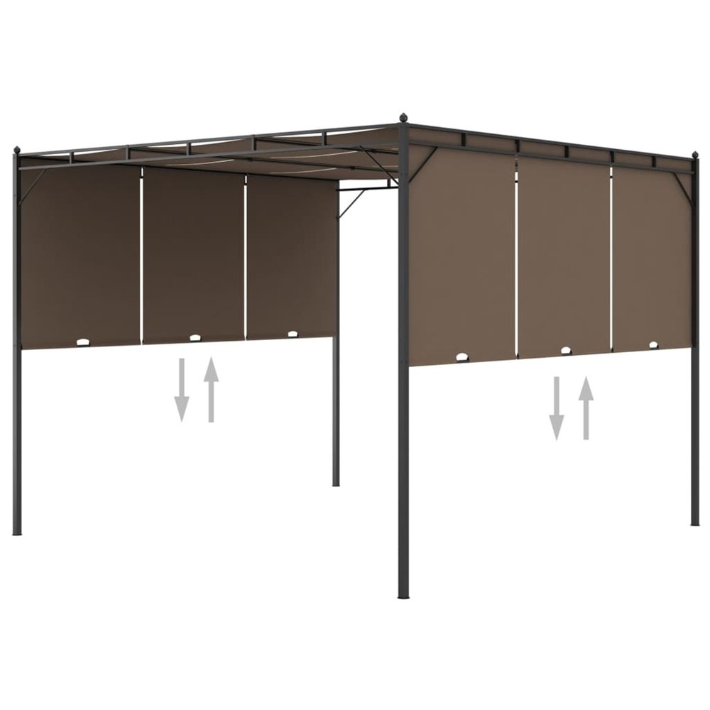 Belvédère de jardin avec rideau latéral 3x3x2,25 m taupe
