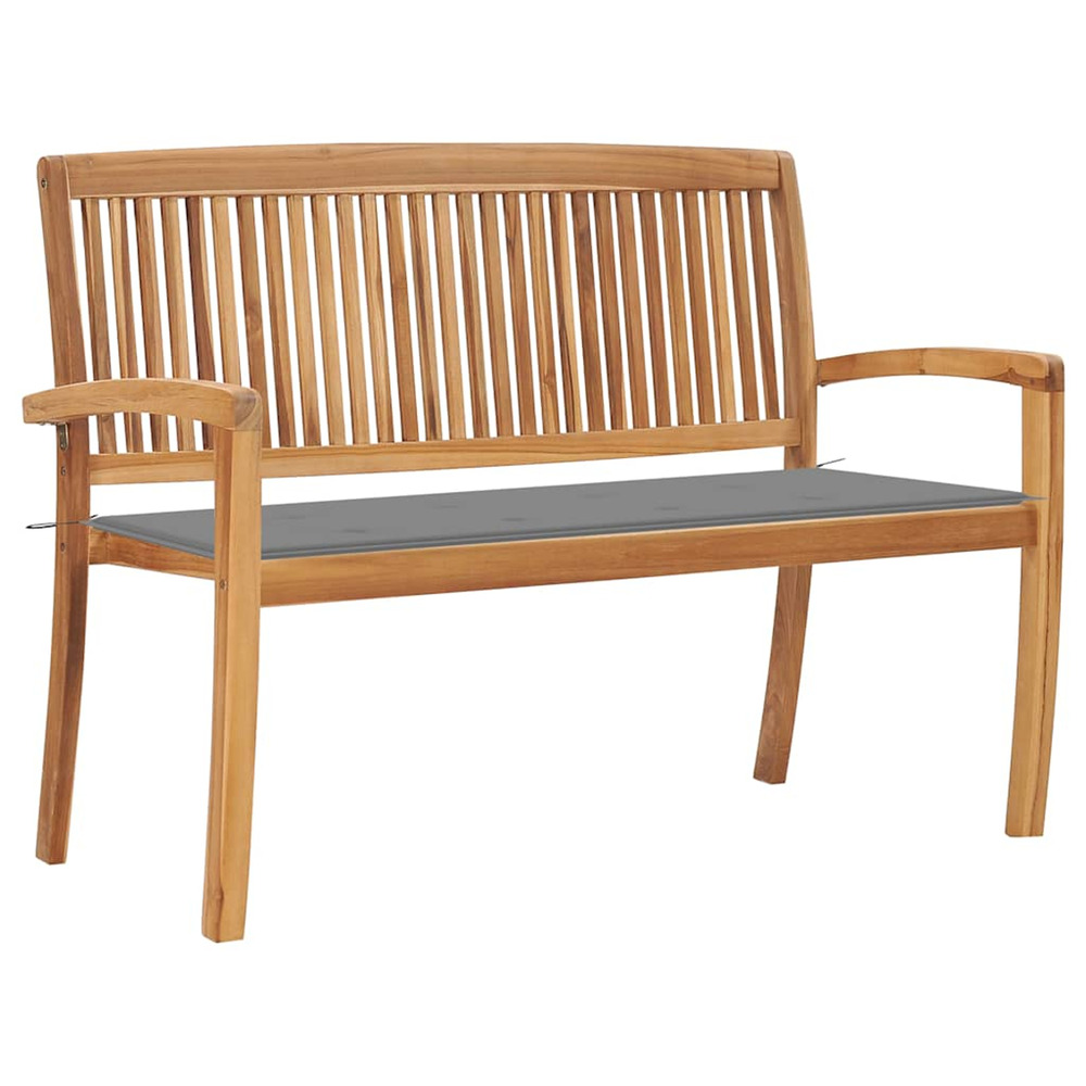 Banc de jardin empilable et coussin 128,5cm bois de teck massif