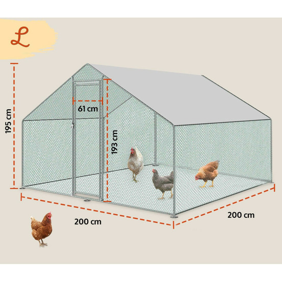 Enclos poulailler 4m2 parc grillage metal inclus bâche pout toit imperméable uv
