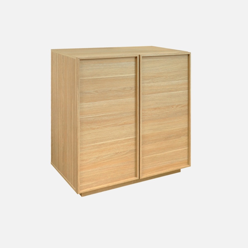 Buffet décor bois 2 portes 80 cm 4 compartiments - l 80 x p 43 x h 85cm - kuba