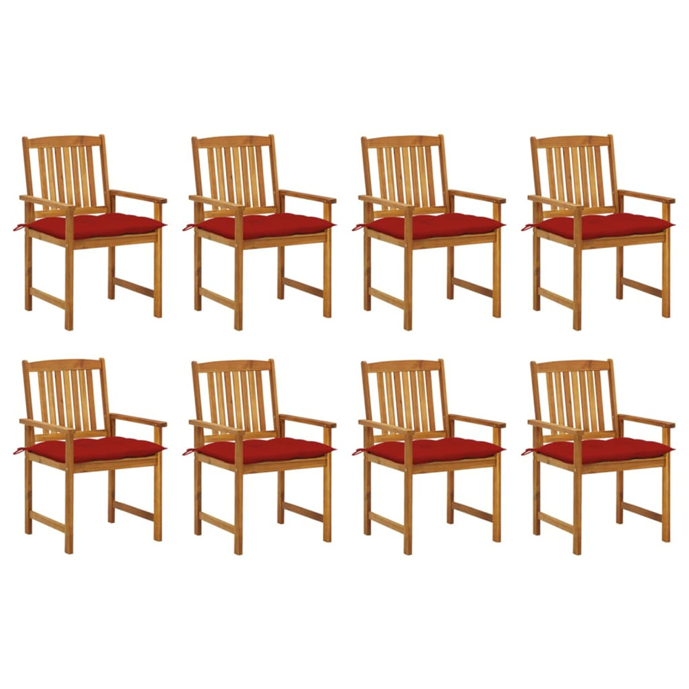 Chaises de jardin avec coussins lot de 8 bois d'acacia solide