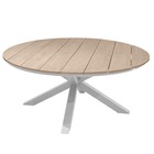 Table de jardin ronde "oriengo" acacia certifié fsc & blanc 8 places en aluminium traité époxy