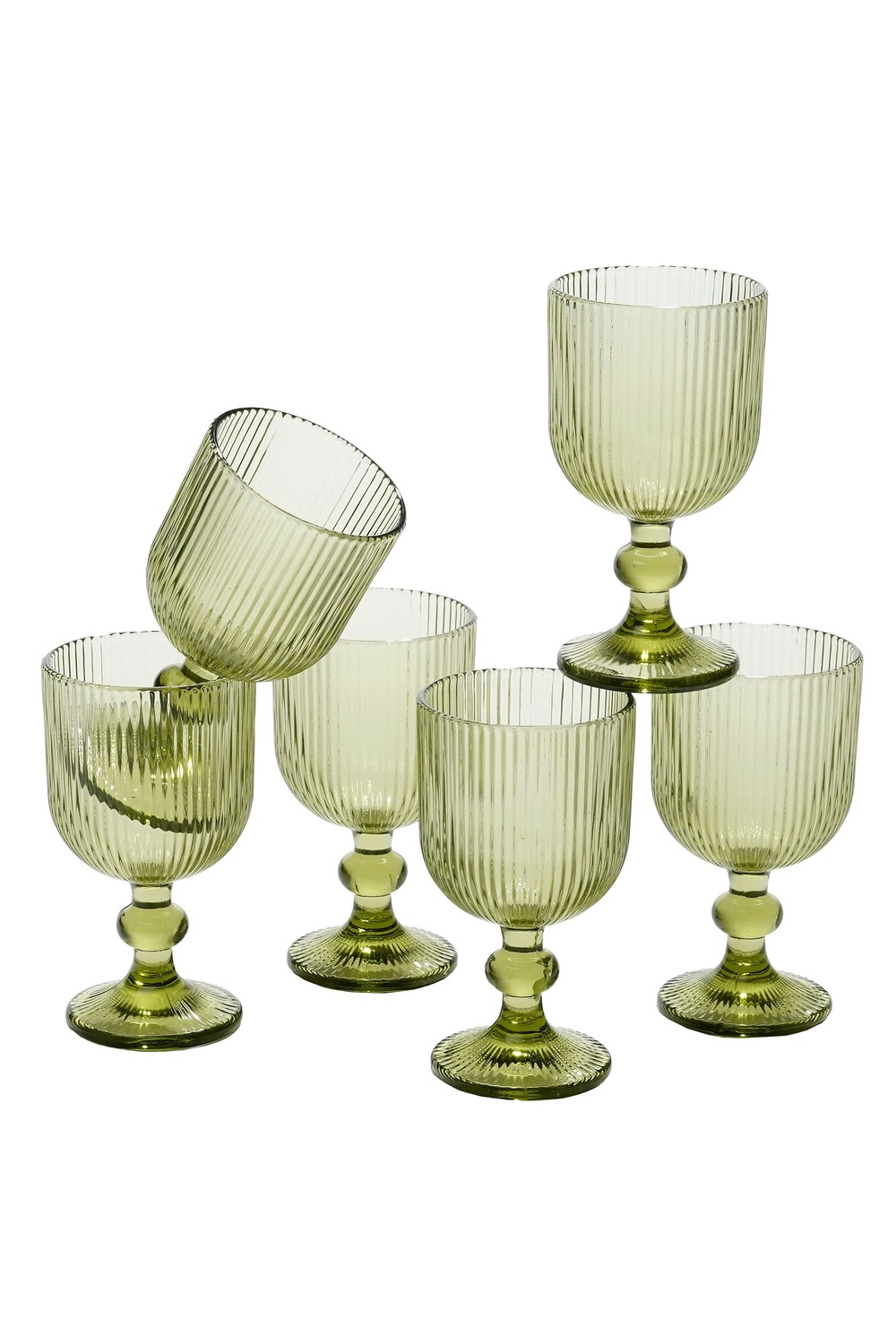 Mica decorations - lot de 6 verres à vin vert clair 250ml