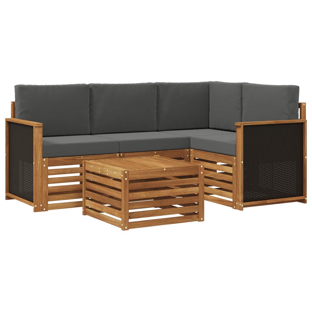 Ensemble de canapés d'extérieur 5 pc naturel et anthracite