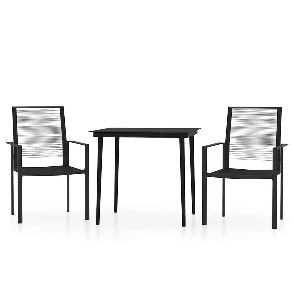 Ensemble à manger de jardin 3 pcs noir