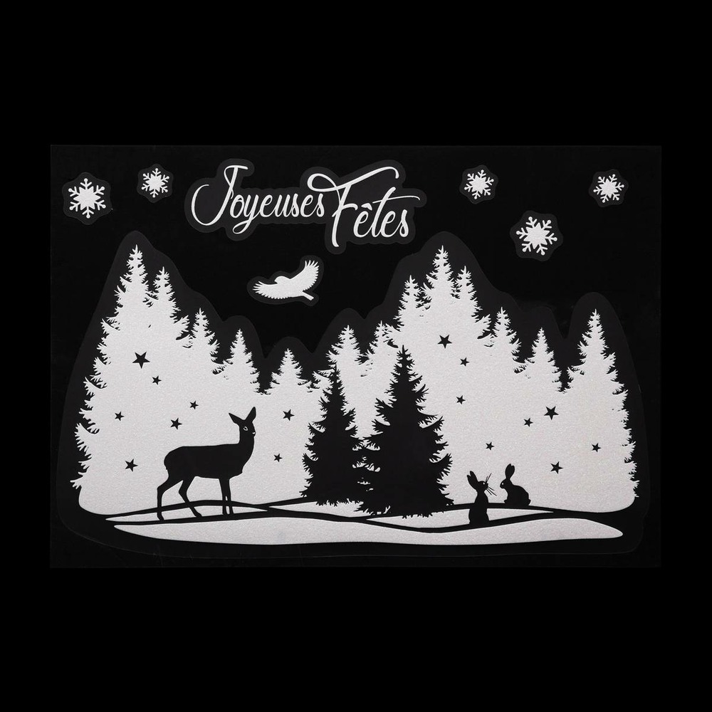 Déco vitre paysage paillettes 29 x 40 cm