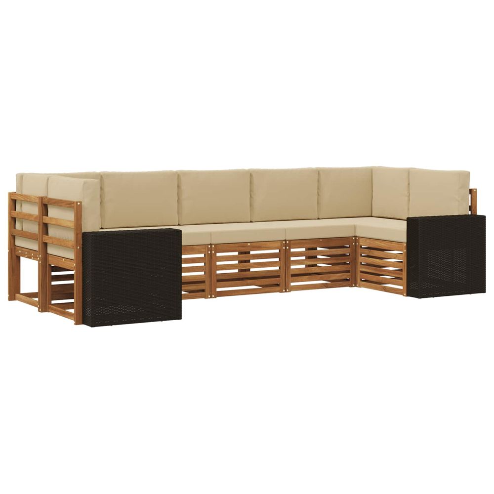 Ensemble de canapés d'extérieur 7 pc naturel et beige polyester