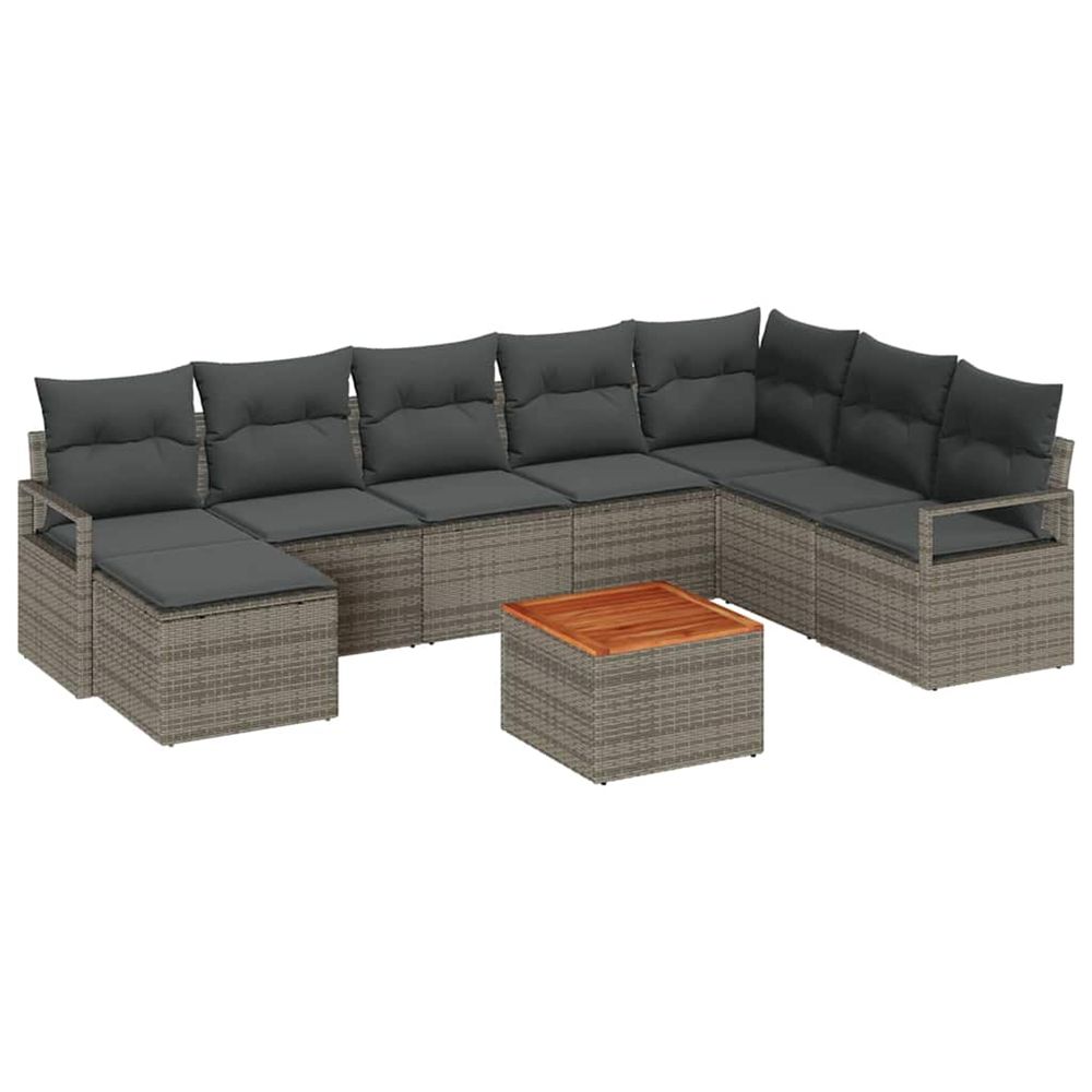 Ensemble de canapé de jardin 9 pc gris polyrotin