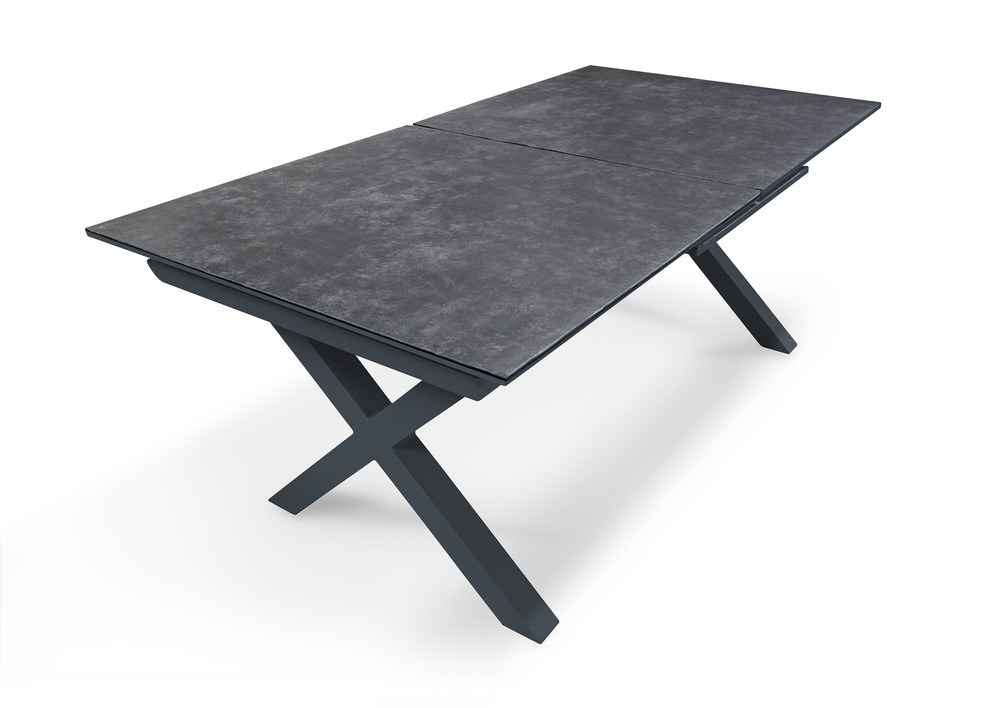 Table de jardin floride en aluminium et céramique