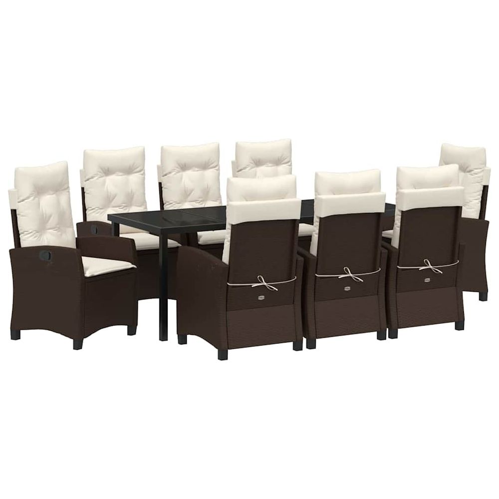 Ensemble de salle à manger pour jardin 9 pc marron polyrotin