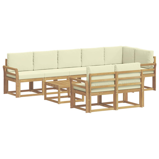 Ensemble de canapés d'extérieur 9 pcs blanc et crème polyester