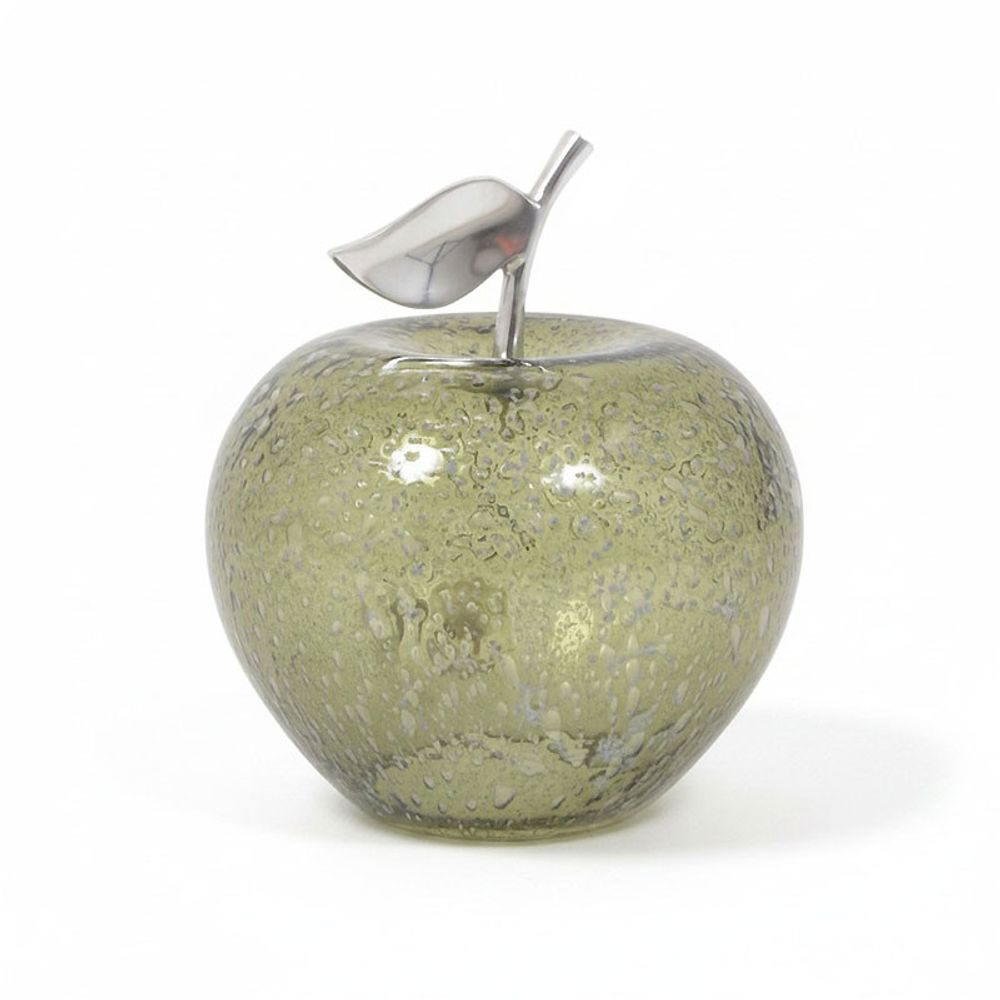 Lampe à poser manzana pomme verte verre bullé 24x24x27cm