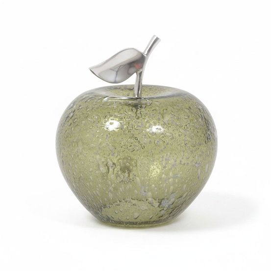 Lampe à poser manzana pomme verte verre bullé 24x24x27cm