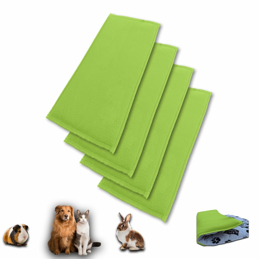 Lot de 4 - tapis pour cochon d'inde et lapin en polaire 120 x 60 cm - polaire absorbant, lavable en machine, economique