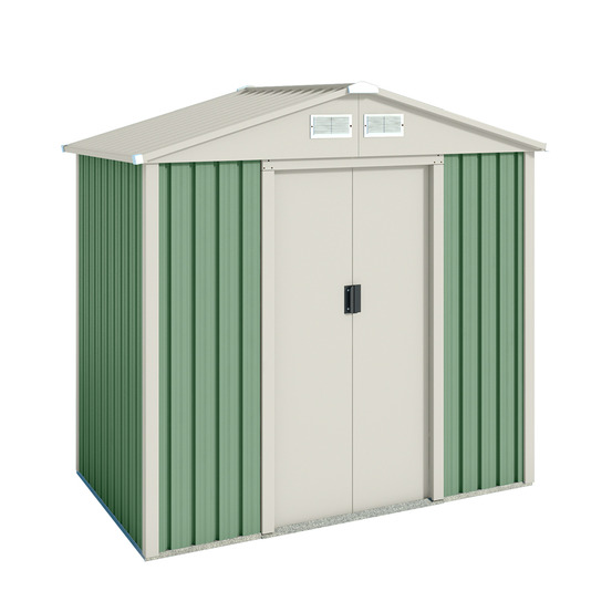 Wasabi - abri de jardin métal 2,43m² nybro – porte coulissante double, grilles de ventilation, rangement