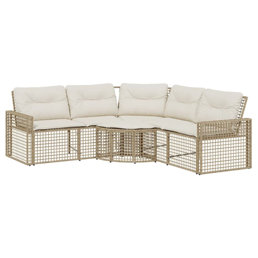 Canapé de jardin et coussins et repose-pied en forme de l rotin