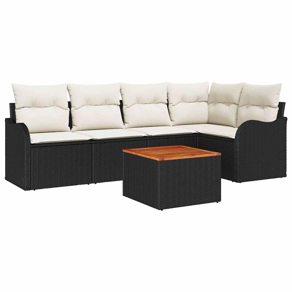 Ensemble de canapé de jardin 6 pc noir et crème polyrotin