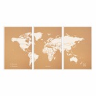 Carte du monde en liège - woody map natural world / 180 x 90 cm / blanc / cadre blanc