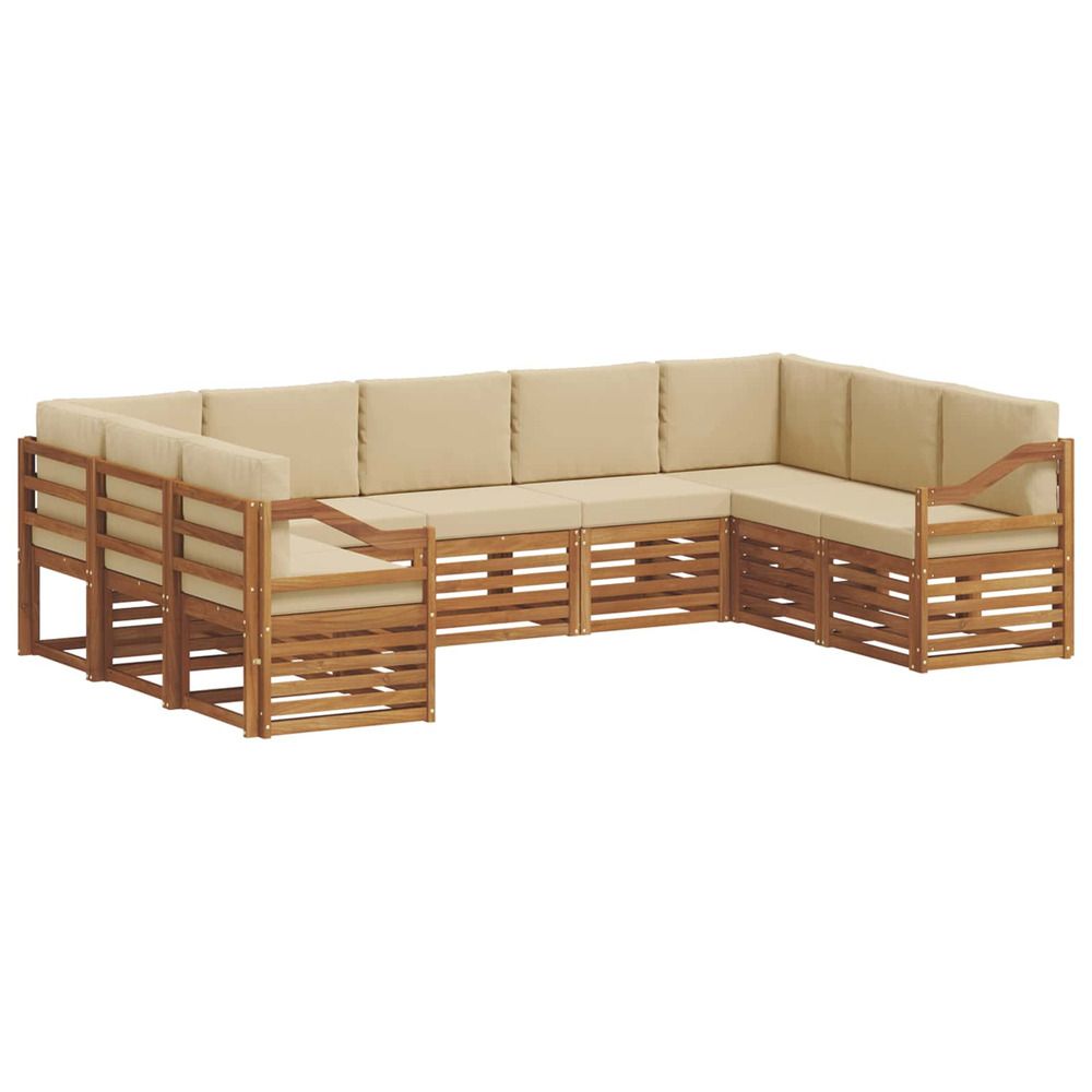 Ensemble de canapés d'extérieur 9 pc naturel et beige