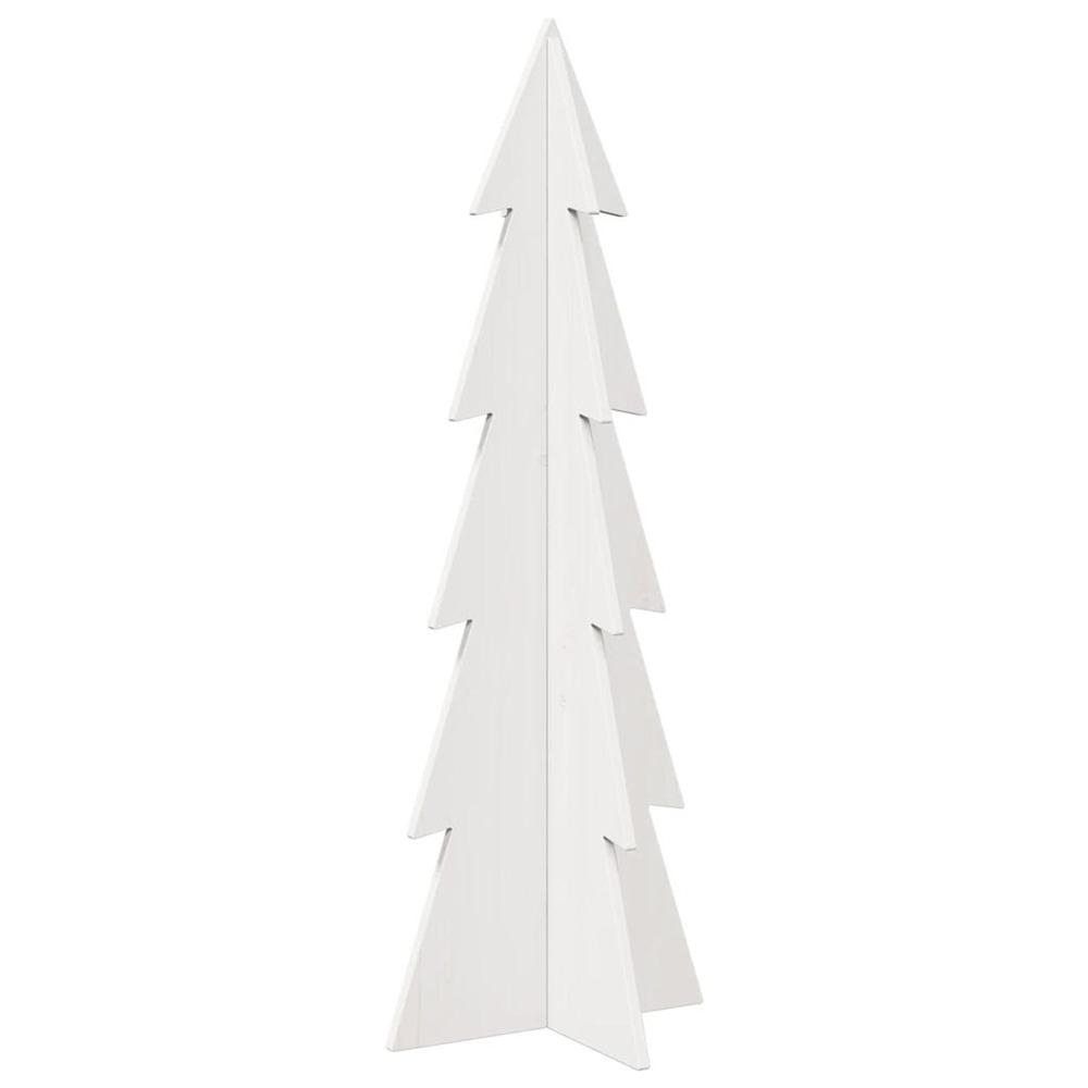 Arbre de noël en bois pour décoration blanc 112 cm pin massif