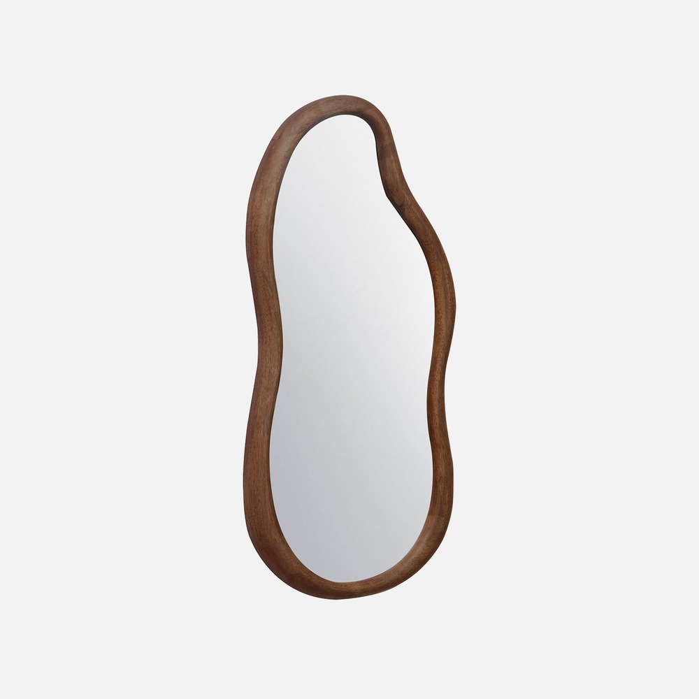 Miroir organique austin en bois d'hévéa, couleur noyer, 3 tailles différentes