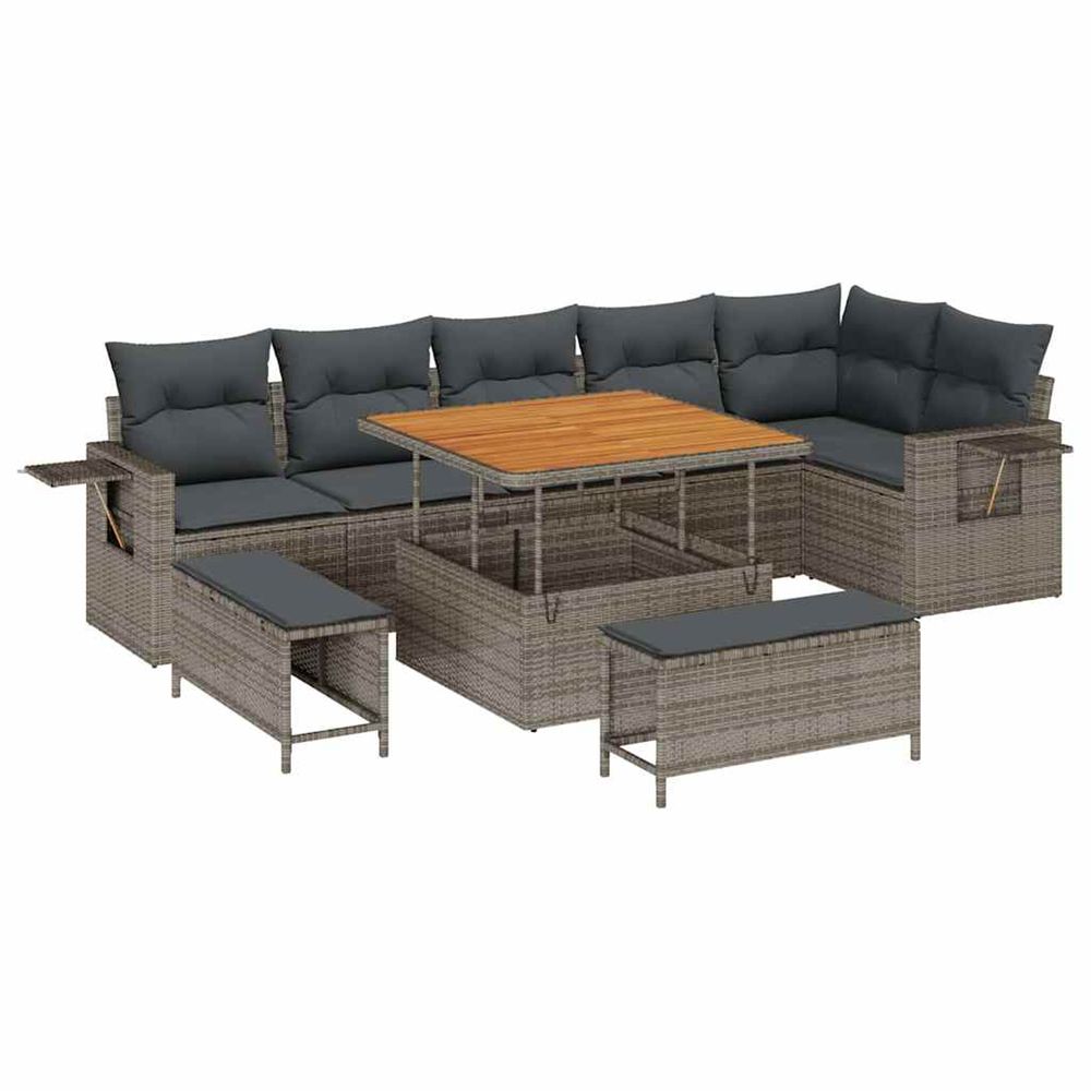 Ensemble de canapé de jardin 11 pc gris polyrotin