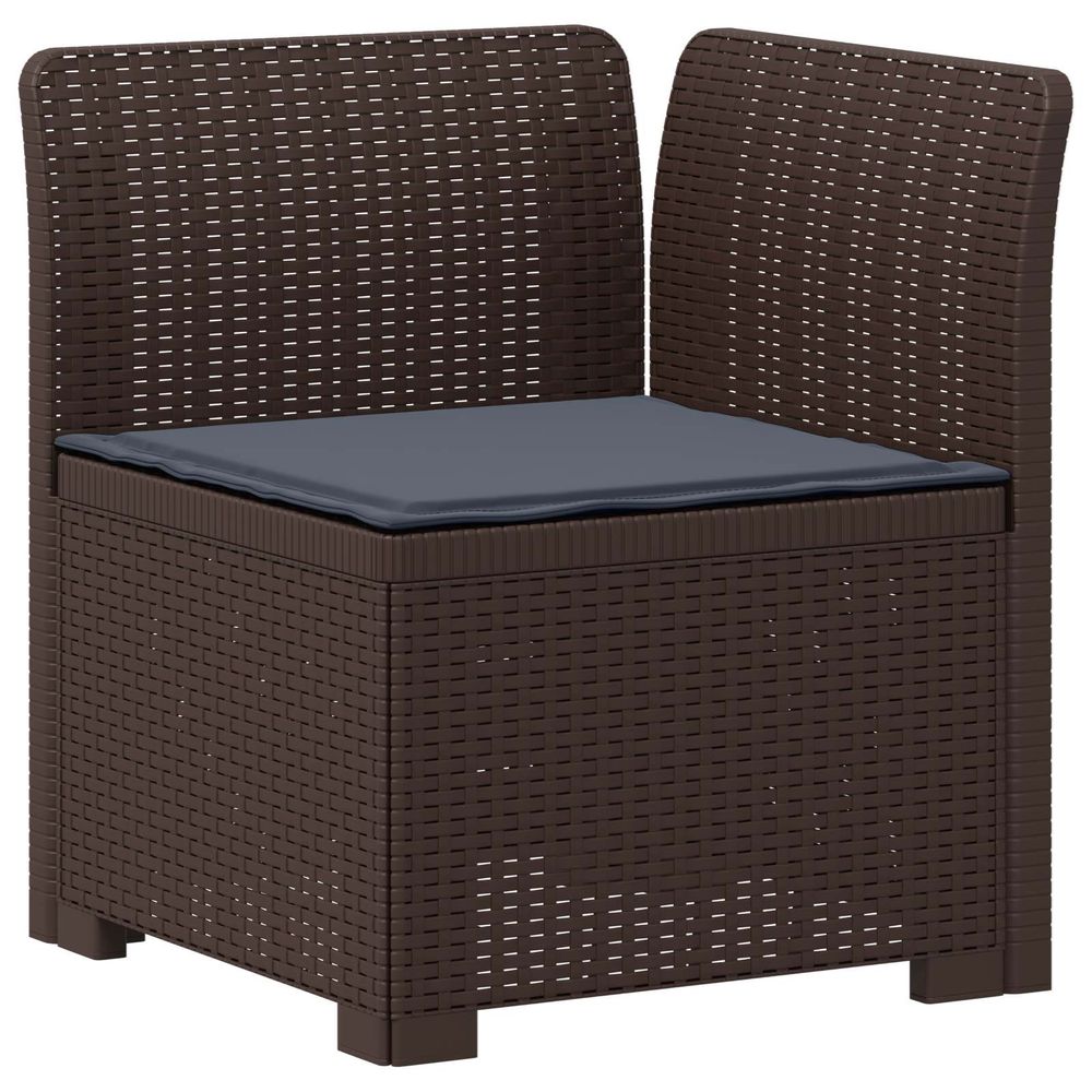 Canapé de jardin 1 place avec coussin look rotin pp marron