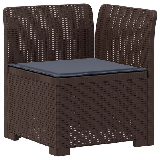 Canapé de jardin 1 place avec coussin look rotin pp marron