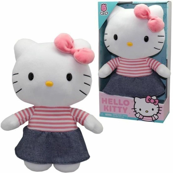 Peluche hello kitty robe denim 30 cm