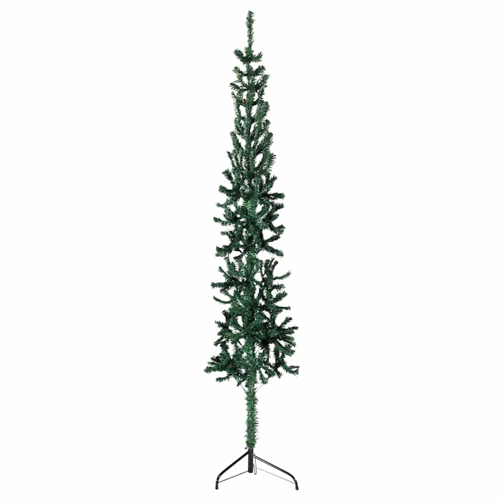 Demi sapin de noël artificiel mince avec support vert 150 cm