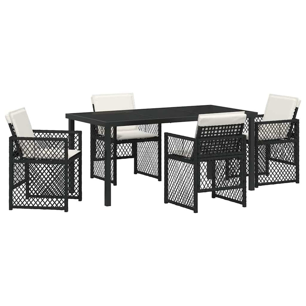 Ensemble de salle à manger pour jardin 5 pcs noir polyrotin