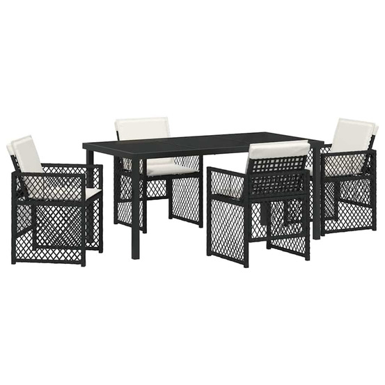 Ensemble de salle à manger pour jardin 5 pcs noir polyrotin