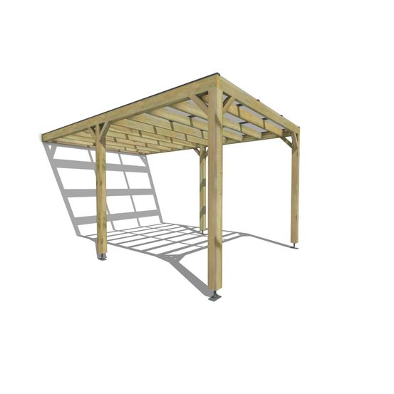 Pergola bois • 3m x 5m • adossée • sens largeur • couverture étanche transparente incluse • livraison comprise