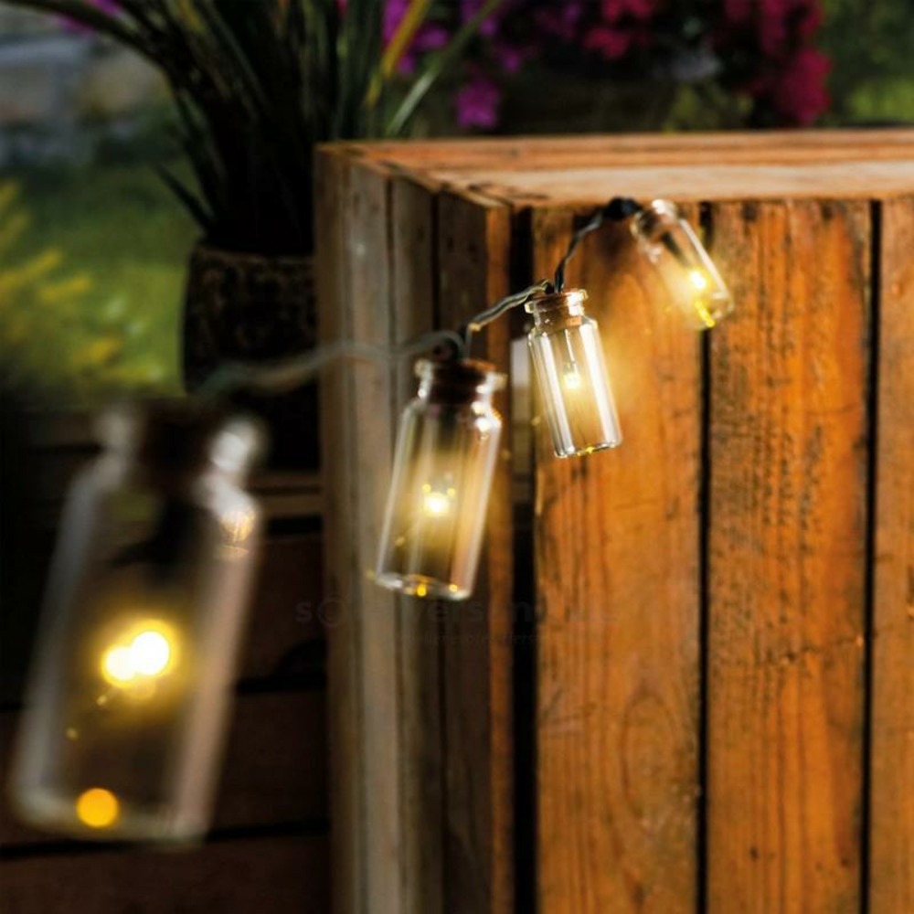 Guirlande solaire 20 bouteilles et 20 leds blanc chaud
