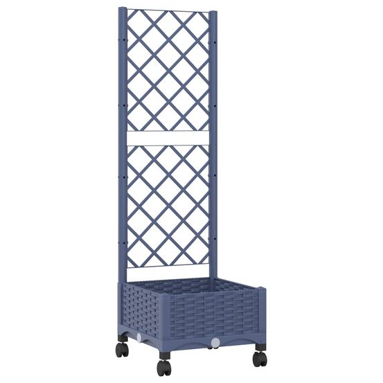 Bac de jardin avec treillis et roues gris bleu pp