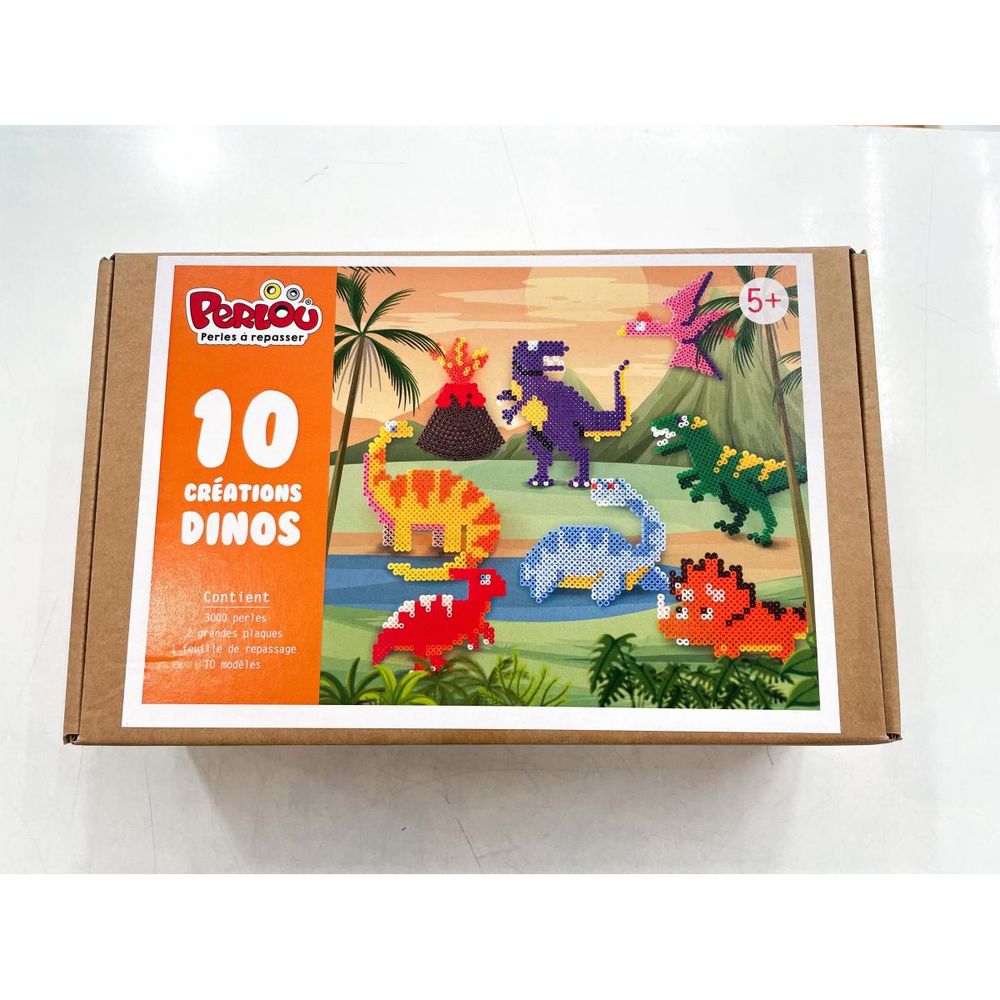 Kit 10 creations dino 3000 perles a repasser perlou
