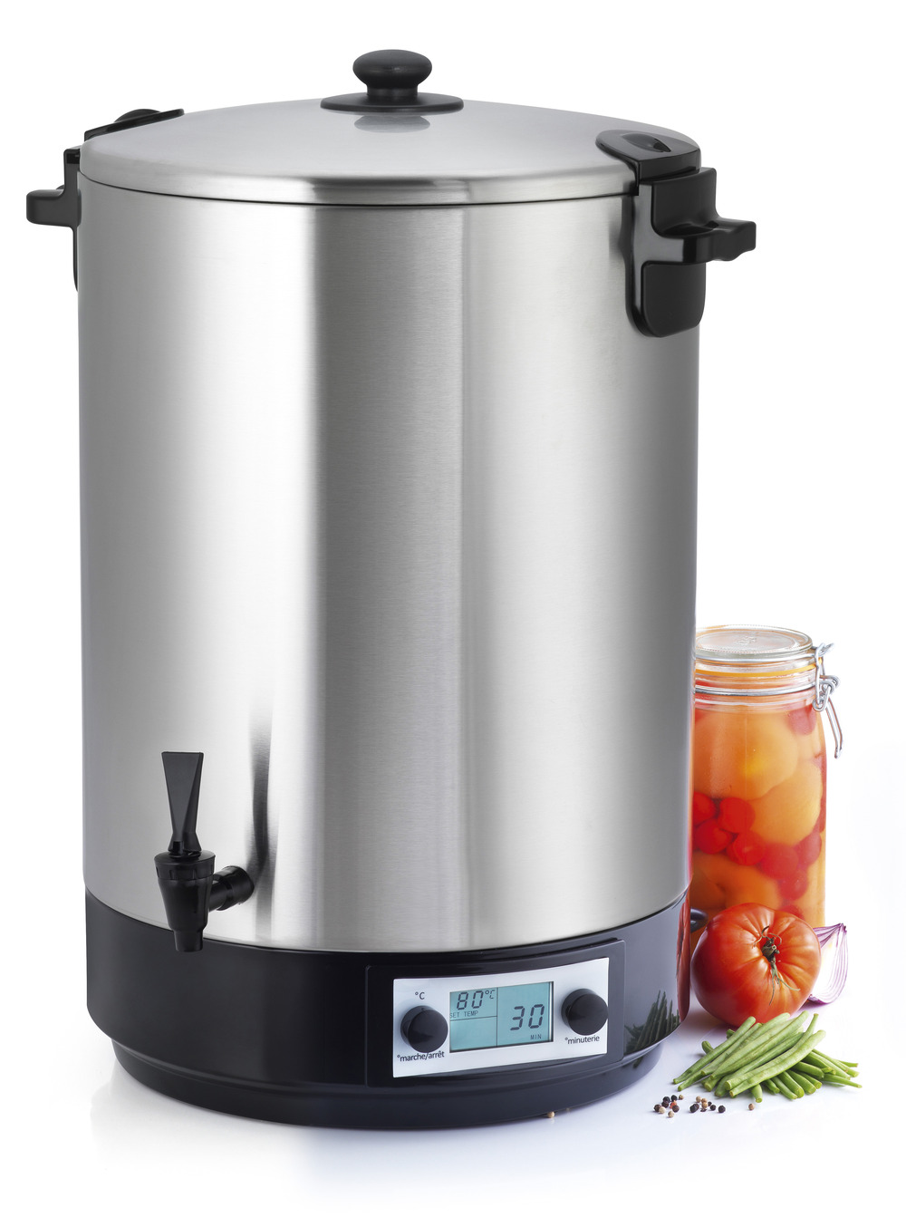 Stérilisateur de bocaux électrique cuve inox avec robinet et minuteur 45l 2500w - ns st45ina