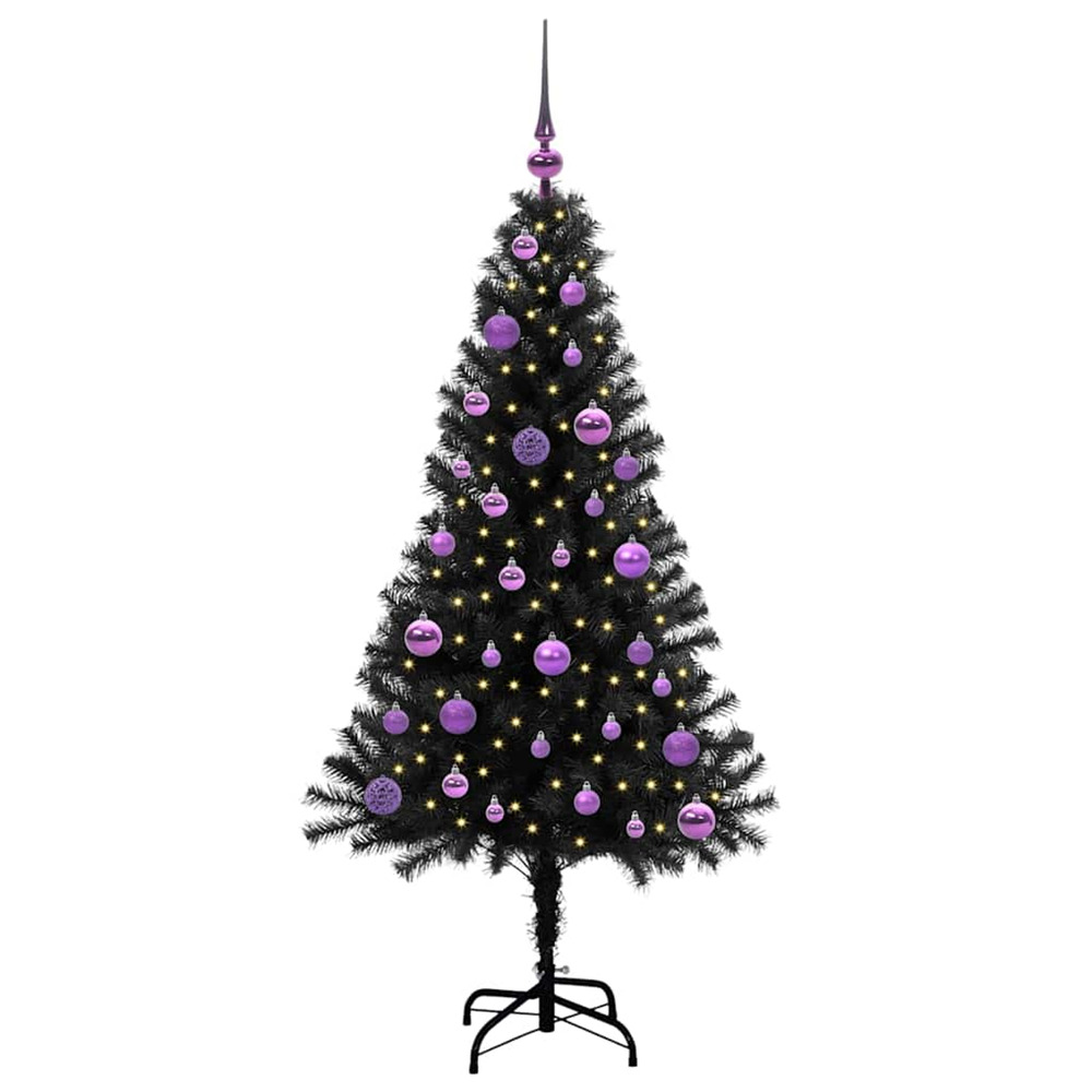 Sapin de noël avec 150 led avec support noir 150 cm pvc