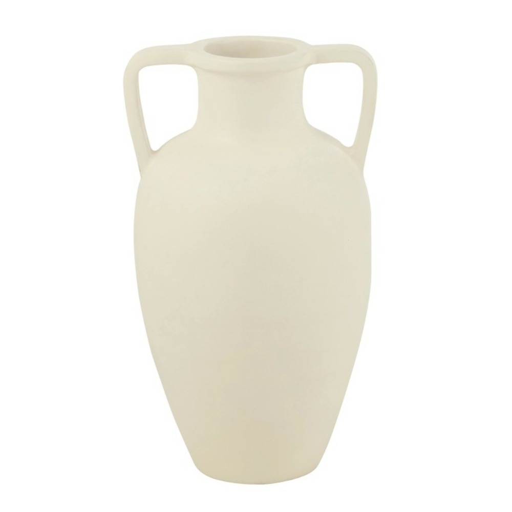 Vase 2 anses en poterie blanc 30x30x48 cm
