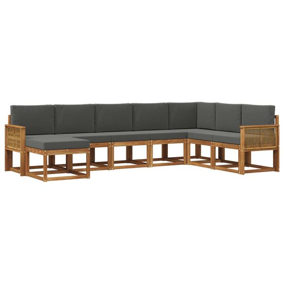 Ensemble de canapés d'extérieur 8 pc naturel et anthracite