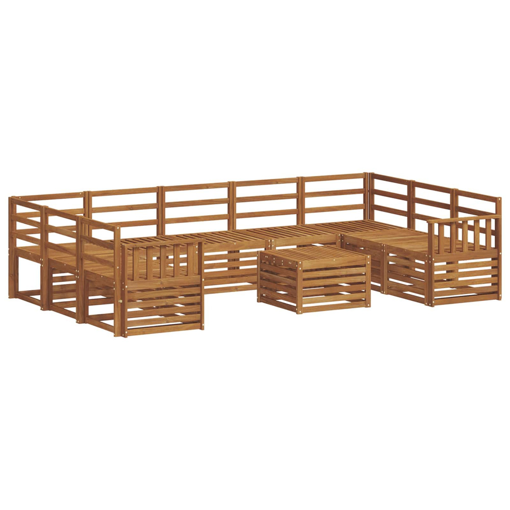 Ensembles de canapés 10 pcs naturel bois d'acacia massif