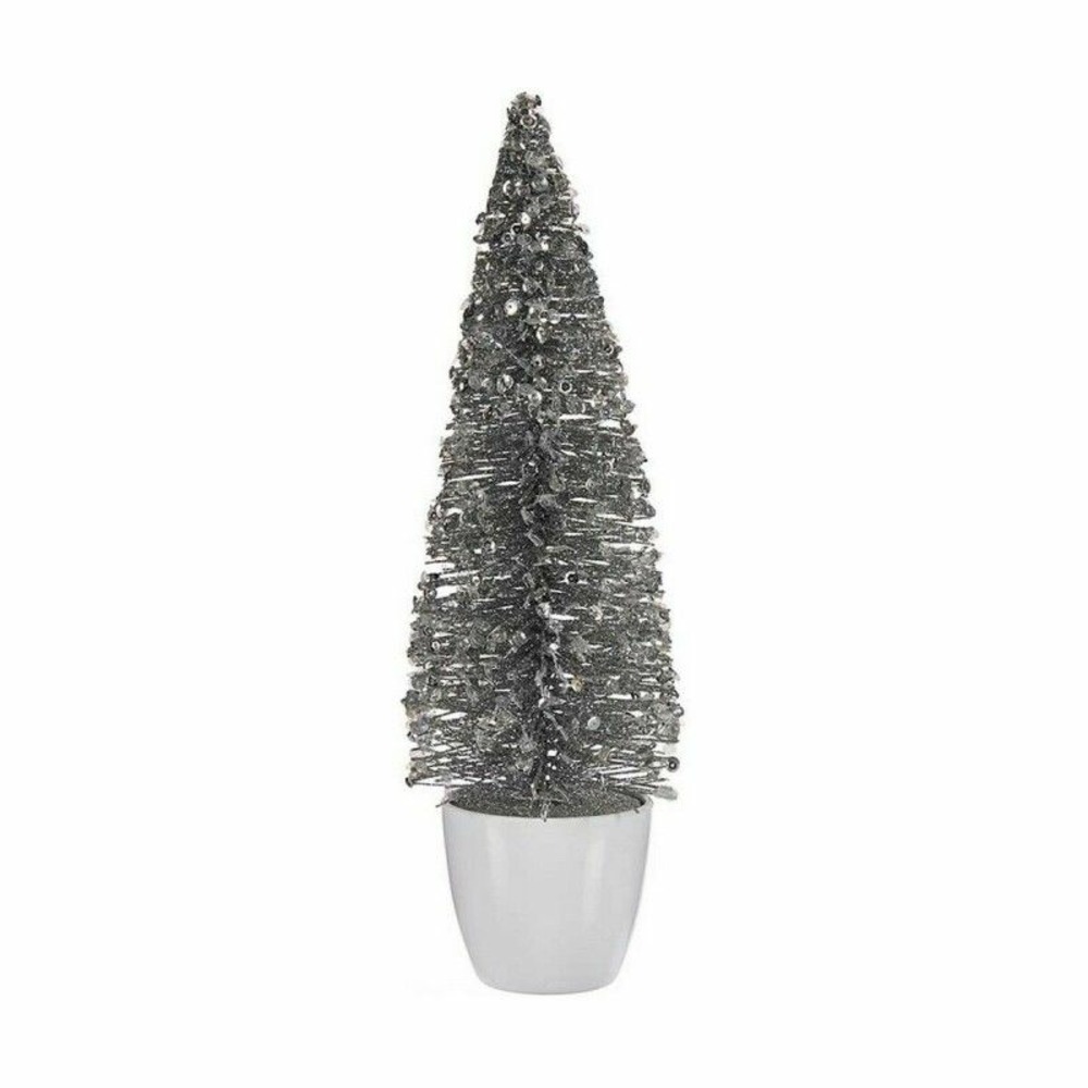Sapin de noël moyen 10 x 33 x 10 cm argenté blanc plastique