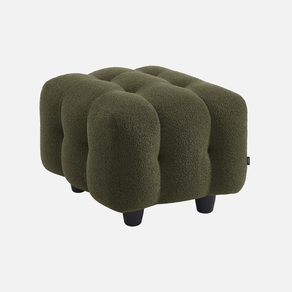Pouf, module pour canapé, repose-pieds pour canapé 2 places en bouclette texturée l 69 x p 59 x h 48cm - leon