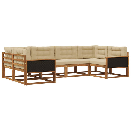 Ensemble de canapés d'extérieur 6 pcs naturel et beige