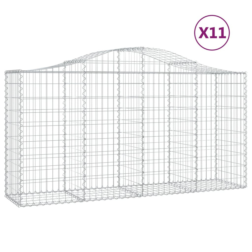 Paniers à gabions arqués 11 pcs 200x50x100/120 cm fer galvanisé