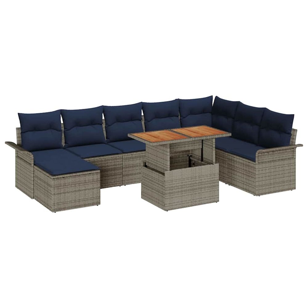 Ensemble de canapé de jardin 9 pc gris poly rotin
