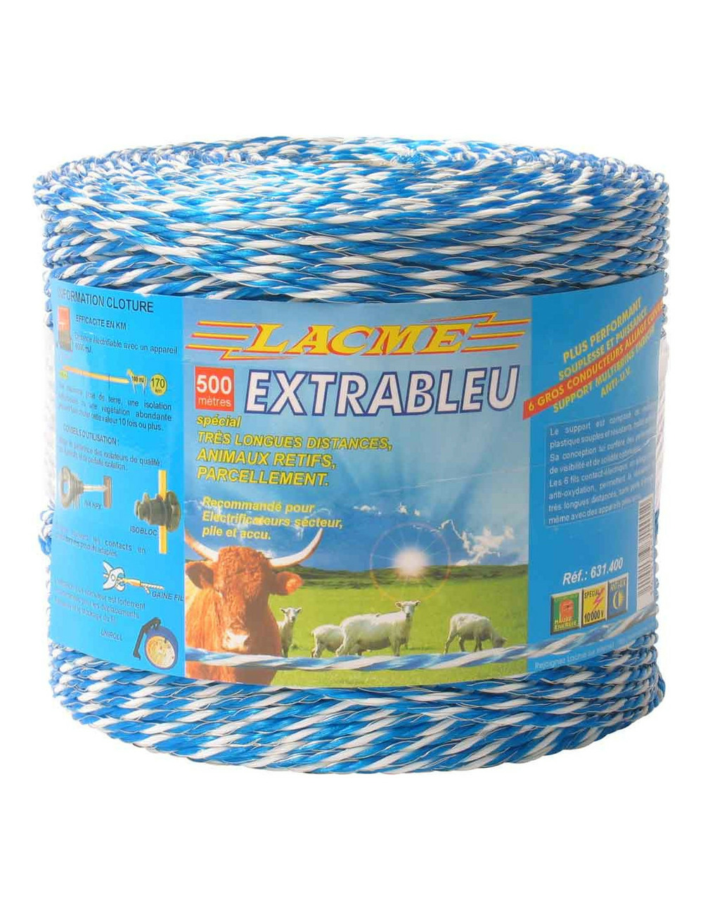 Fil extrableu 500, ø 3mm, 2 cuivre ø 0,25, 4 inox ø 0,20 - 500m