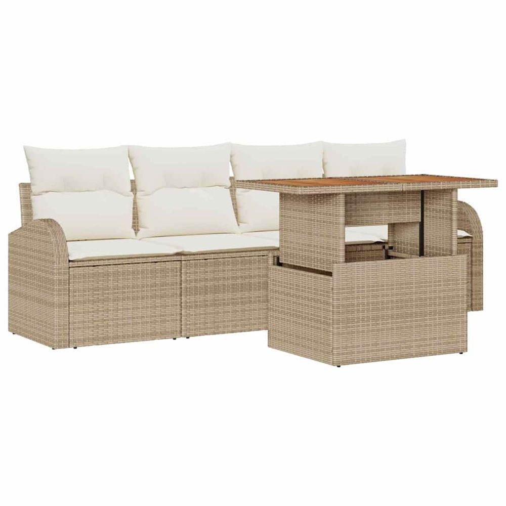 Ensemble de canapé de jardin 5 pc beige poly rotin