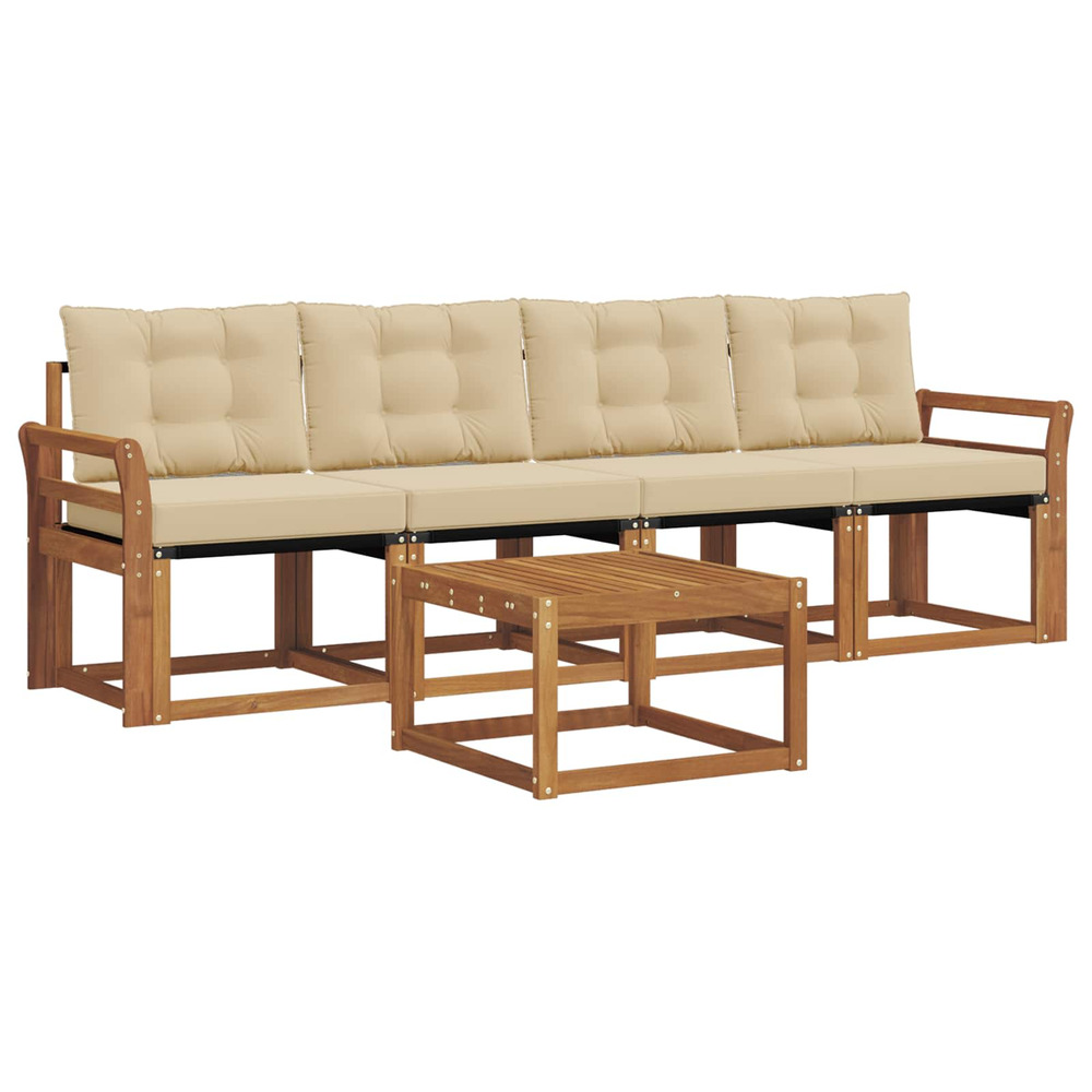 Ensemble de canapés d'extérieur 5 pcs naturel et beige