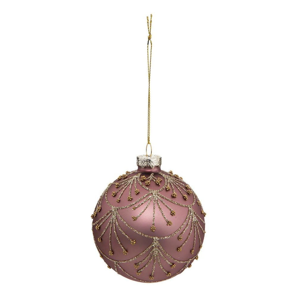 Boule de noël verre 80 mm perle rose